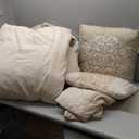 510 DESIGN Luxe Quilted Comforter Set Modern Transitional Design, All Season Down Alternative Warm Bedding Matching Shams, Bedskirt, Decorative Pillow, Queen, Ramsey Damask Neutral