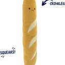 Linzy 20” Long Pals Baguette Squeaky Plush Dog Toy, Squeaky Chew Toy for Small Medium Large Dogs, Soft Pet Toy for All Breeds to Keep Them Entertained, Teeth Cleaning, Bread Shape, Amber-Brown
