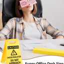 5 x Caution Overstimulated Do Not Approach Office Decor, Funny Desk Sign for Women Coworkers, Valentines Day Gag Gifts for Tax Season, Sarcastic Desk Accessories, Phone Holder with Mirror