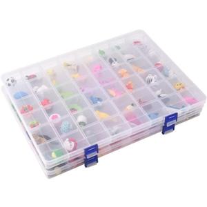 2 Pack Fixed 48 Grids Clear Plastic Divider Storage Box, Transparent Organizer Container Case for Bead, Button, Jewelry, Diamond, Craft, Small Parts, Sewing KitDIY Accessories