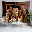 Loccor Chritmas Nativity Scene Tapestry 118x78 inches Christmas Holy Night Manger Scene Tapestry Wall Hanging Christian Religious Merry Xmas Party Decor for Church Bedroom Living Room Dorm Home Decor