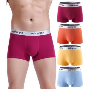 wirarpa Mens Trunks Underwear Cotton Boxer Briefs Short Leg Comfortable Underpants 4 Pack (XXXL)