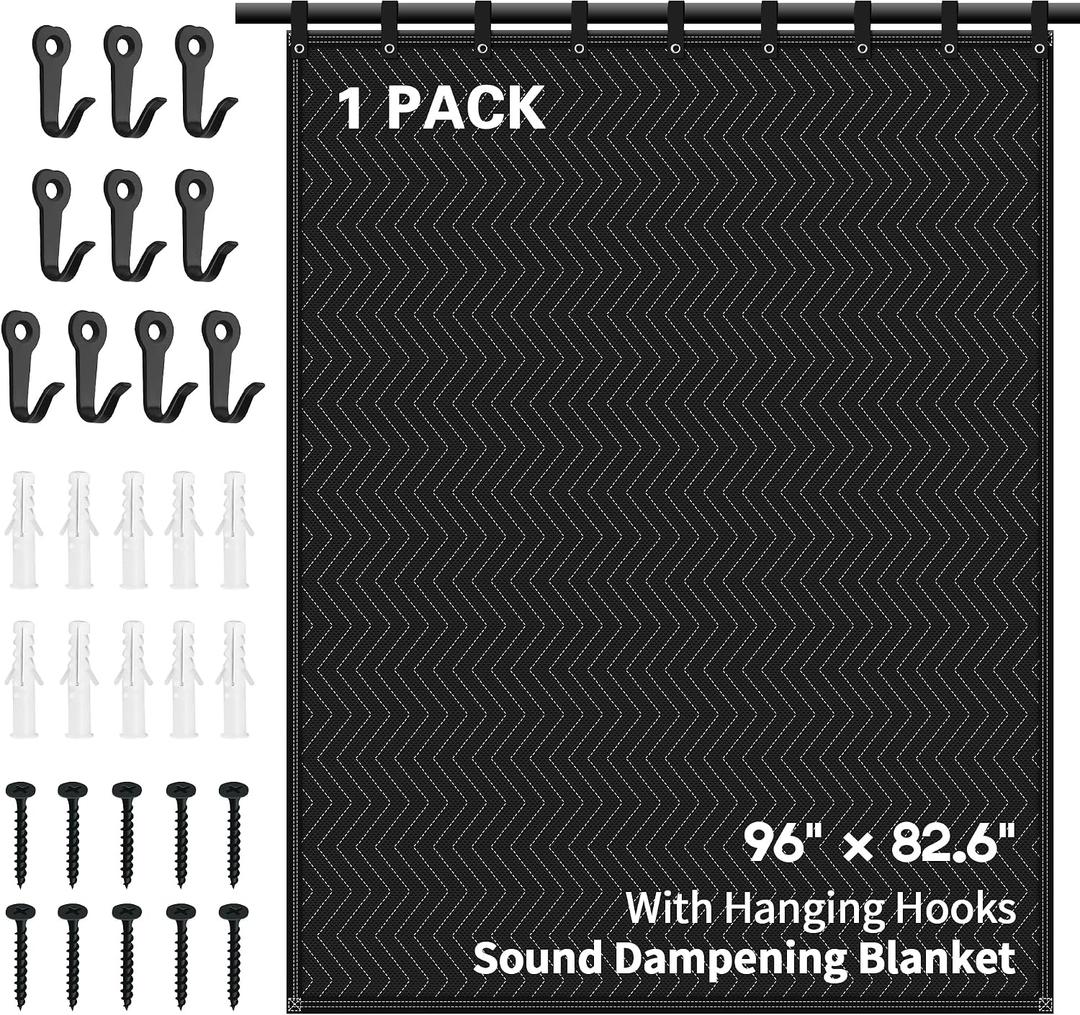 Large Sound Dampening Blanket,96" x 80" Sound Absorbing Studio Blanket,Noise Cancelling Studio Acoustic Blanket Curtain/Light Blocker/Moving Blanket