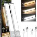 Under Cabinet Lighting, 2 Pack Motion Sensor Light Indoor, 88 LED USB Rechargeable Battery Operated, 3 Levels Dimmable Magnetic Closet Lights, Wireless Under Counter Lights for Kitchen Stairs Hallway