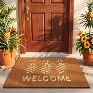 Jenaai Tropical Welcome Doormat, 16x29 Inch Pineapple Front Door Coir Mat