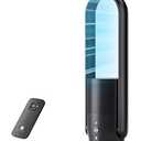 U ULTTY Bladeless Tower Fan and Air Purifier in one, Quiet Tower Fan with Remote, Touch, 9 Speeds, 8H Timer, HEPA Filter 99.97%, 90° Oscillation Fans, Floor Fans Powerful for Home Office Room, Black