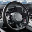 Nappa Leather Steering Wheel Cover, Universal 15 Inch Snap On Car Steering Wheel Cover for Men/Women, Comfortable & Breathable Microfiber Car Accessories Interior (Black)
