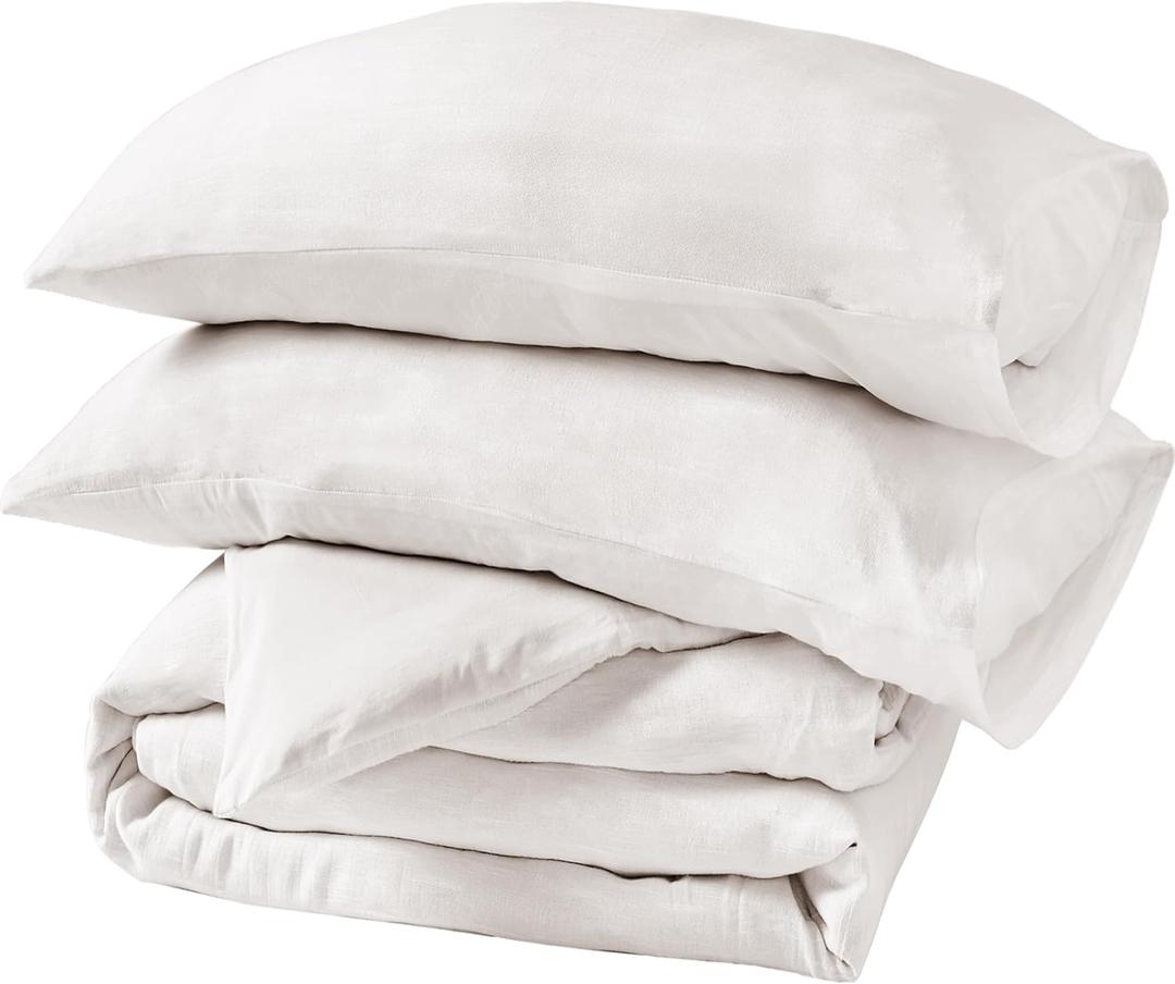 California Design Den King Size Duvet Cover Set, 3 Piece Duvet Cover & Sham Set Textured Natural Duvet Cover 106" x 90" to Fit King Size Duvet (Linen-Natural, King)