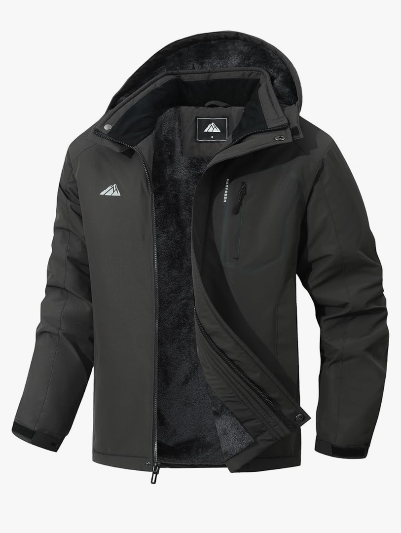 Men’s Winter Ski Snow Jacket - Warm Fleece Lined Parka, Water-Resistant Raincoat For Cold Outdoor Sports, Size XL 