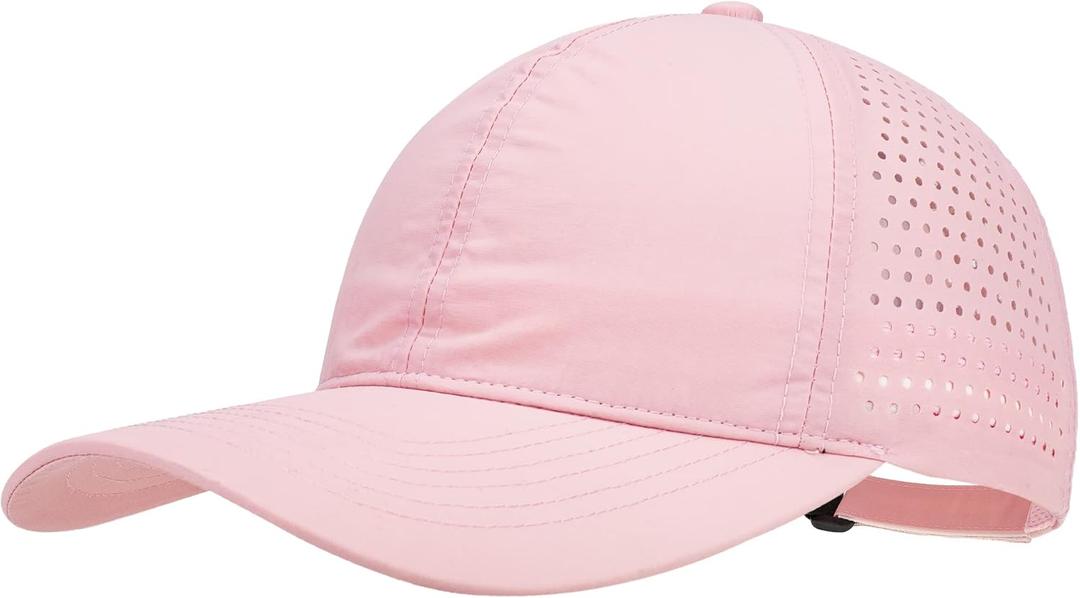 4-Panels Perforation Performance Hat - Lightweight Breathable for All Sports (Pink)