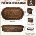 5 Pack Wooden Dough Bowls, Dough Bowls for Candle with Fire-resistant Coating, Rustic Paulownia Wood Bowl, Kitchen Table Home Bathrooms Farmhouse Decoration (9.5 x 5.5 x 1.6 Inch, Brown) (5)