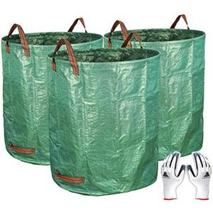 Gardzen 2-Pack 72 Gallon Yard Waste Bags, Reusable Heavy Duty Collapsible Garden Leaf Bags with Plastic Ring, Stand-Up Yard Waste Bin for Leaves, Lawn Debris & Grass Clippings
