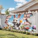 Easter Garage Door Cover 7 x 16 Ft Decoration with Elastic Bands, Easy to Install, Large Easter Banner Background for Outdoor Home Garage Door Party Decor