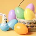 JOYIN 6 Pcs Large Pastel Easter Eggs, 6 Inches Jumbo Plastic Eggs Fillable for Easter Themed Hunt Colorful Basket Stuffers Fillers Filling Treats Party Favor Classroom Prize Supplies