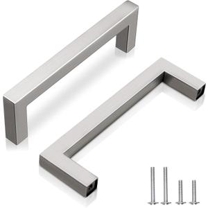 EZRENOVA 4" (102mm) Hole Centers Brushed Nickel Stainless Steel Cabinet Pulls 10 Pack - Handles for Kitchen Cabinets, Bathroom Drawers & Dressers