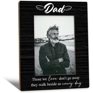 Dad Memorial Gifts Picture Frame 5x7, In Loving Memory Photo Frame, Memorial Gifts for Loss of Dad, They Walk Beside us Every Day Sympathy Wooden Picture Photo Frames for Desk Home Room Decor