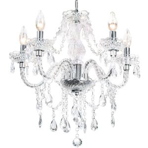 PAPAYA Crystal Chandeliers Clear Chandelier 5-Light Modern Pendant Ceiling Lighting Fixture with Acrylic Crystals & Beads for Girls Room,Living Room,Kitchen Island,Entryway