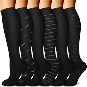 BLUEENJOY Copper Compression Socks for Women & Men (6 pairs) - Best Support for Nurses, Running, Hiking, Recovery L-XL