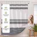 AmazerBath Navy Blue Shower Curtain, Blue and White Striped Bathroom Shower Curtain with 12 Shower Curtain Hooks, Rustic Fabric Blue and White, 72x72 Inches