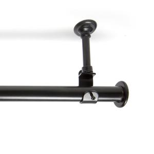 Adjustable Ceiling Mounted Curtain Rod - Heavy Duty and Long 56-10 Inches Extendable Rods for Walls, Ceilings, Windows and Room Partitions - Black