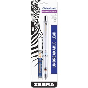 Zebra Pen DelGuard Mechanical Pencil 1-Pack with Refill, 0.5mm, White Barrel, Double Spring Mechanism Resists Lead Breakage, Clip for Easy Carrying (58691), Di Sharpie Gel Pen 1.0MM 2CT Black