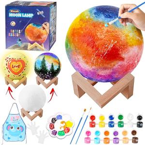Moon Lamp Kit Paint Your Own Moon Lamp, 3D Moon Light, Toys for Teens, Boys and Girls, Arts and Crafts Kit, Art Supplies for Kids, Arts