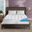 Sleep Innovations 4 Inch Pillow Top & Green Tea Gel Memory Foam Mattress Topper, Twin, Medium Plush Feel, Pressure Relief, for All Sleep Positions, Twin XL