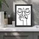 Framed Funny Bathroom Wall Art, Minimalist Bathroom Wall Decor, 12x16 In