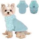 Small Dog Sweater Turtlenecks Dog Sweaters for Small Dogs Winter Fleece Doggy Clothes Puppy Outfits Cold Warm Pet Sweater Puppy Coat Doggie Jacket for Chihuahua Yorkie Teacup Cat Apparel, Cyan, S