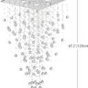 Bestier Modern Crystal Square Raindrop Chandelier Lighting Flush Mount LED Ceiling Light Fixture Pendant Lamp for Dining Room Bathroom Bedroom Livingroom 8 GU10 Bulbs Required 22 in Wide 47 inch High, W22" x H47"