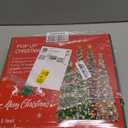 HMASYO 6 FT Pop Up Christmas Tree with 100 LED Lights & Remote, White Christmas Tinsel Tree, Collapsible Artificial Pencil Tree for Home Office Party Decor, USB Powered Timer Lights, Easy Assembly