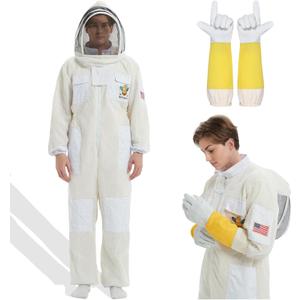 3 Layer bee suits for men& Women sting proof, Apiarist Ultra Ventilated bee protective gear,Beekeepers Suit with Glove &Veil Hood &beekeeping supplies (S)