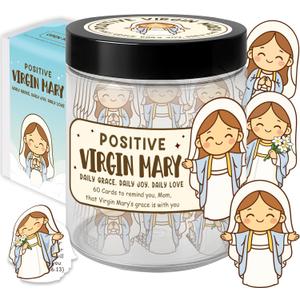 Positive Virgin Mary Jar, Mothers Day Gift For Mom, Christian Gifts For Women, Daily Encouragement Scripture Cards, Cute Faith-Based For Mom Daughter (Virgin Mary)
