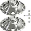 19.5" Stainless Steel Wheel Simulators,2Pcs Front Wheel Only,10 Lug 5 Vent Holes Hubcaps,Bolt-on Wheel Cover Compatible with Ford 2005-2025 F450/F550