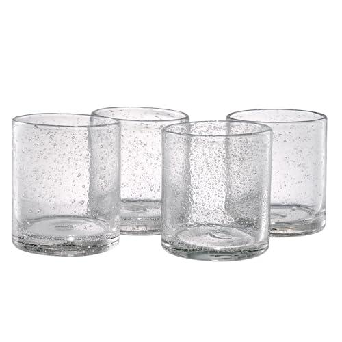 Artland 14oz Double Old Fashion Glass, Set of 4 | Iris Seeded Design, Clear | Drinking Glass for Parties and Everyday Use - Mojito, Whiskey, Cocktail | Glassware & Barware Essentials