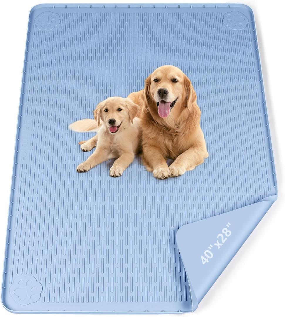 Pee Pads for Dogs, 40" x 28" Extra Large Reusable Silicone Mat, Washable Puppy Training Pads for Potty Training, Non-Slip, Leak-Proof, Indoor Floor Protection (Blue)