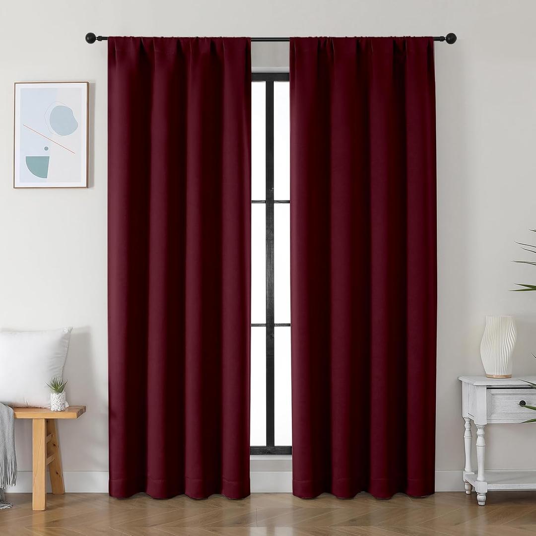 Simplebrand Ava Burgundy Blackout Curtains for Bedroom 84 Inch Length 2 Panels Set, Solid Thermal Insulated Privacy Nursery Window Treatment Curtains Blackout Drapes, W40 x L84 Inch, Burgundy Simplebrand Ava Burgundy Blackout Curtains for Bedroom 84 Inch Length 2 Panels Set, Solid Thermal Insulated Privacy Nursery Window Treatment Curtains Blackout Drapes, W40 x L84 Inch, Burgundy