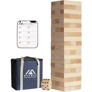 Giant Tumble Tower Family Games for Kids and Adults 60 Blocks New Zealand Pine Wooden Blocks Stacking Up to 5 FT for Indoors Outdoors Yard Games for Family