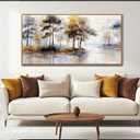 Wapluam Large Canvas Wall Art,Forest Framed Wall Art,Abstract Wall Art Artwork Retro Landscape Trees Pictures Decor Rustic Nature Canvas Painting Ready To Hang Living Room Bedroom Home Office 60"X30"