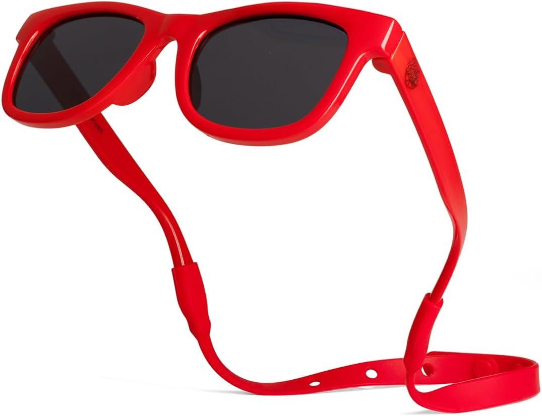 Polarized Baby Sunglasses With Strap - Unbreakable Flexible Infant Sunglasses For Toddlers Newborns 0-24 Months (Red)