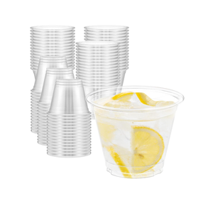100 Pack 9 oz Clear Plastic Cups, Sturdy & Food Safe Disposable Plastic Cups for Wine Cocktail Punch