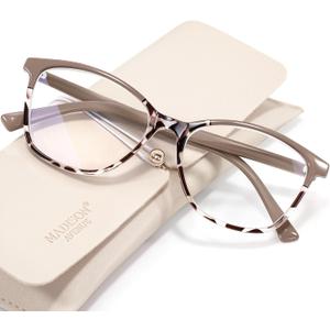 Madison Avenue Square Vintage TR90 Blue Light Blocking Reading Glasses for Women, Anti Eyestrain/Glare Computer Readers
