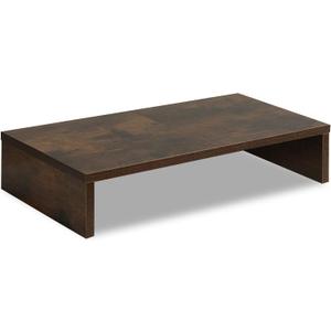 TEAMIX 20 Inch Monitor Stand Riser, Wooden Desktop Riser for TV/PC/Laptop/Printer, Rustic Brown Monitor Riser with Storage, Computer Stand Keyboard Organizer