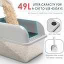 8" Deep Stainless Steel Cat Litter Tray with Lid Extra Large Litter Box for Big Cats XL Metal Litter Box Pan with High Wall Sides Enclosure, Non-Sticky, Anti-Leakage, Easy Cleaning