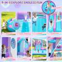 Inflatable Water Park Double Slide Bouncy House with Splash Pool, Water Gun, Basketball, Climbing Wall, Dual Pools for Outdoor Party,164 * 238 * 67 inches with 520W Blower Ages 3-12, Large