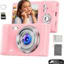 Digital Camera 4K for Kids: 48MP Pink Camera for Teens Photography - Christmas Birthday Gifts for Girls - 16X Zoom Shoot for Vlogging - Compact Camera for 6 7 8 9 10 Years Old- Toys for Toddler