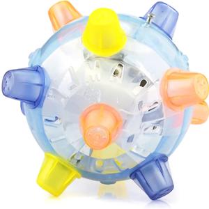 Jumping Activation Ball for Dogs with Flashing LED Ball Light & Music - Automatically Bouncing, Suitable for Indoor & Outdoor Play (Blue)