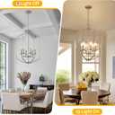 Chandliers for Dining Room, Brushed Nickel 6 Lights Large Geometric Pendant Lights Modern Farmhouse Light fixtures for Living Room Kitchen Tablle Foyer, E12 Bulb, Height Adjustable, 17.3"