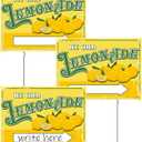 3 Sets 12" x 16" Summer Lemonade Yard Sign and Stake Double Sided Corrugated Plastic Lemonade Arrow Sign Lemonade Stand Supplies Decorations for Outdoor Yard Advertise (Classic Style)