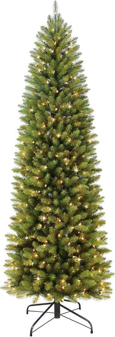 Puleo International 6.5ft Pre-Lit Fraser Fir Pencil Christmas Tree